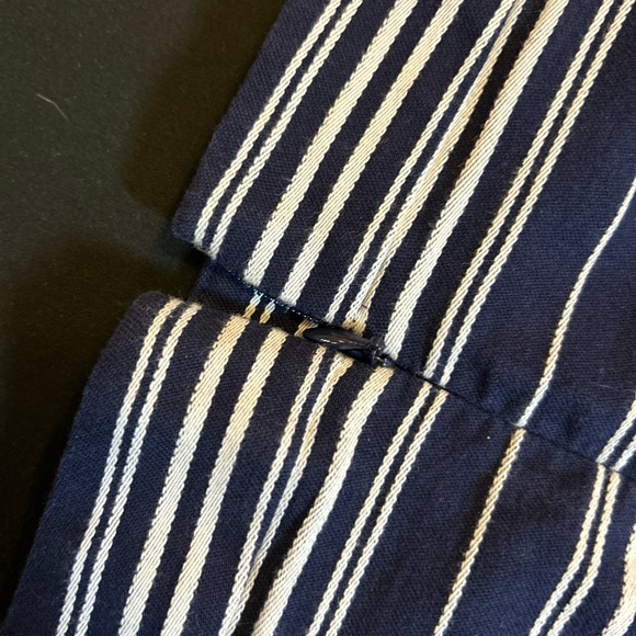 LOFT Navy and White Striped Mini Skirt with Gold Buttons - Picture 5 of 5